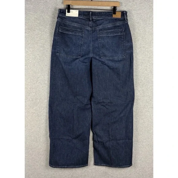 American Eagle Jeans Womens 14 Super High Rise Baggy Wide Leg Dark Wash NEW - Picture 2 of 13